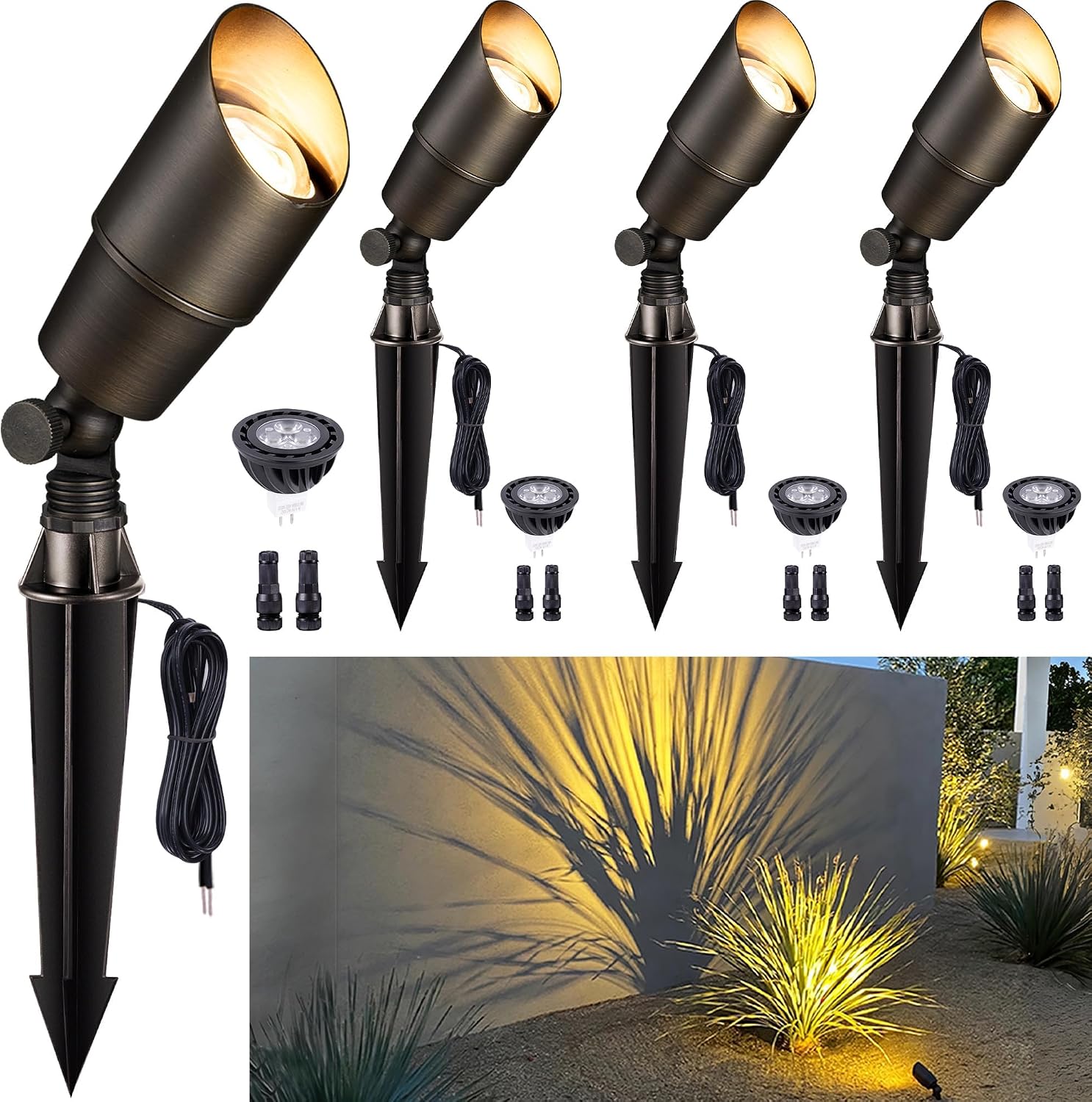 Outdoor Spotlight - Brass Landscape Lighting Outdoor Low Voltage