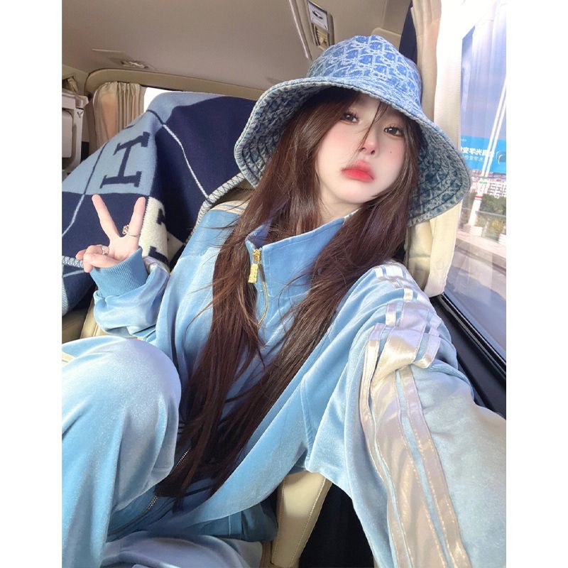 Advanced Light Blue Gold Velve - Outdoor Sport Winter Jacket ulasan dan harga