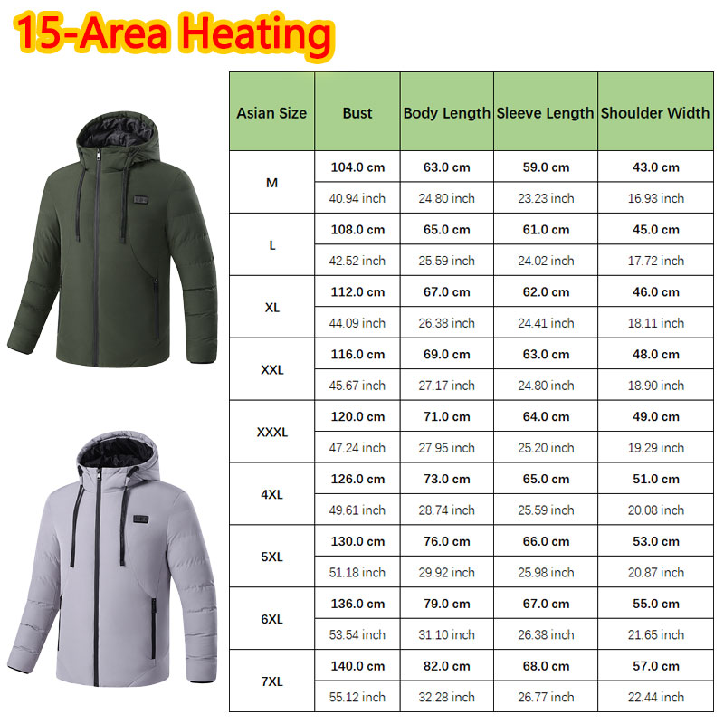 15 Area Heated Winter Hooded J - Outdoor Sport Winter Jacket ulasan dan harga